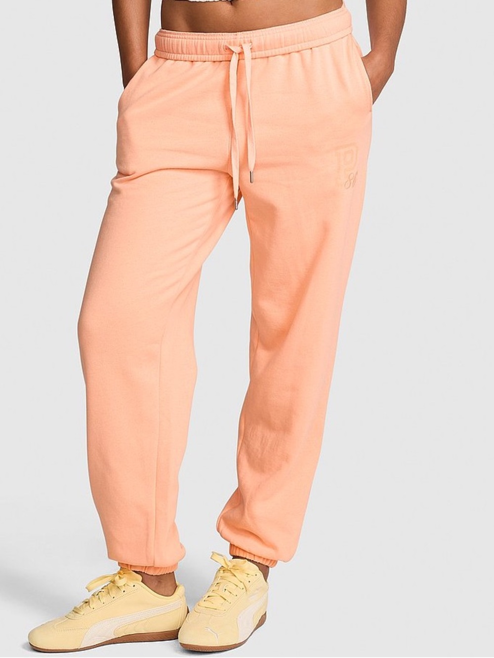 PINK Victoria's Secret NWT Ivy Fleece Sweatpants Peach Coral Orange Joggers